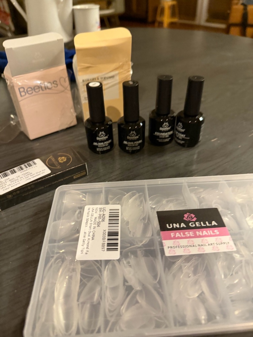 Una Gella Clear False Nail Set with Gel Polish Bottles